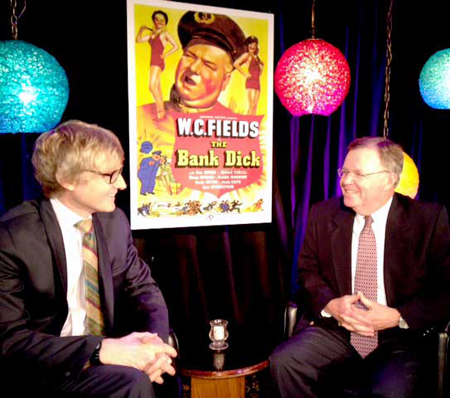 Allen Fields interviewed by Gary O’Brien in radio studio.