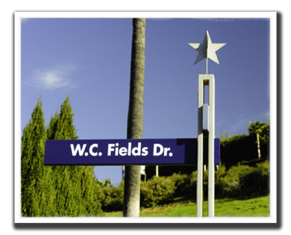 Universal Studios Street Celebration street sign for W.C. Fields Dr.